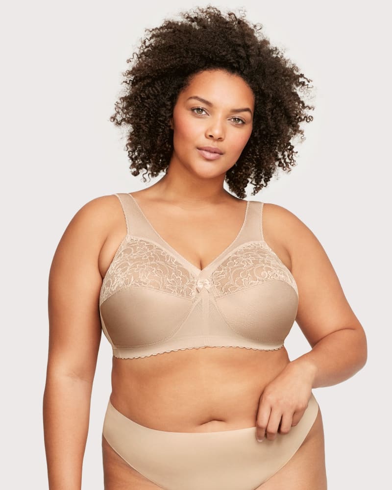 Front of a model wearing a size 50I MagicLift Original Support Bra in Blush by Glamorise. | dia_product_style_image_id:263206